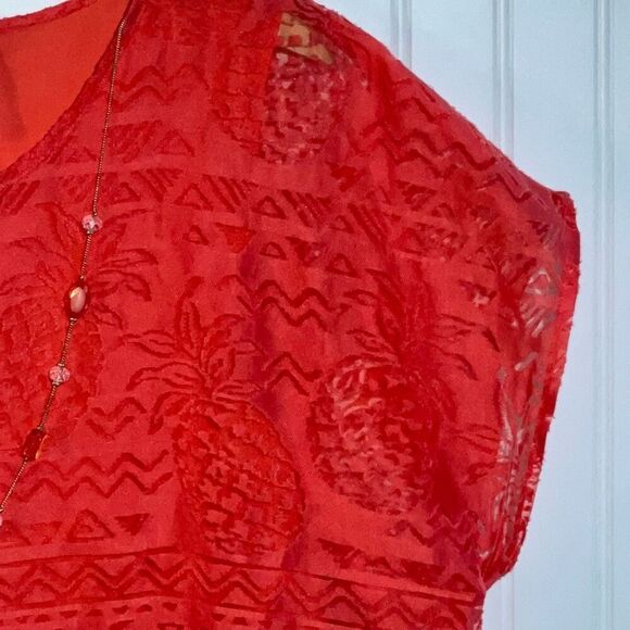 Alfred Dunner Top Women 18P Petite Coral Burnout Over Tank With Attached Chain - Picture 5 of 12